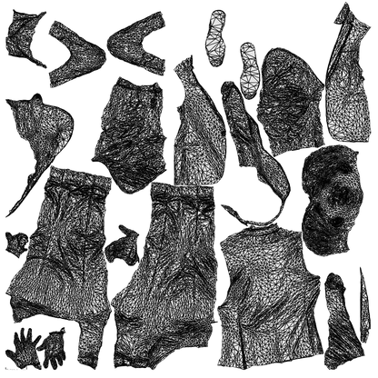 realistic 3D man business, scanned archviz people for Blender and 3ds Max, wireframe top-down view
