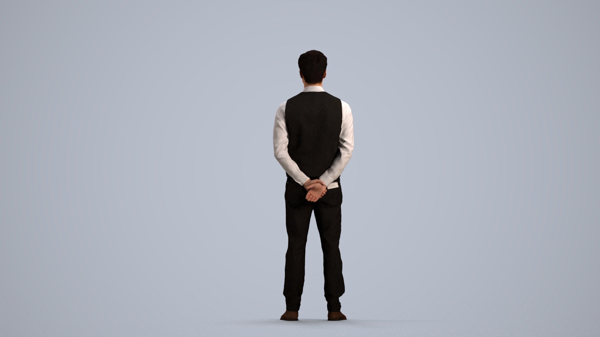 3D people model man hospitality, scanned human for 3ds Max rendering, front view render
