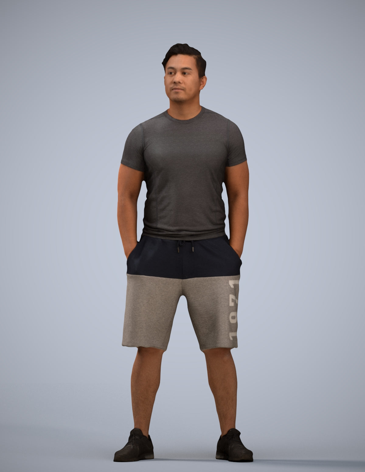 3D people model man sport standing, scanned human for 3ds Max rendering