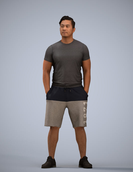 3D people model man sport standing, scanned human for 3ds Max rendering