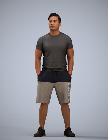 3D people model man sport standing, scanned human for 3ds Max rendering