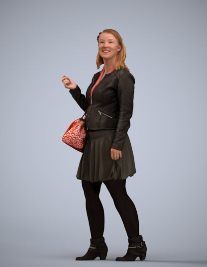 3D human model woman business standing, photogrammetry scanned person for archviz