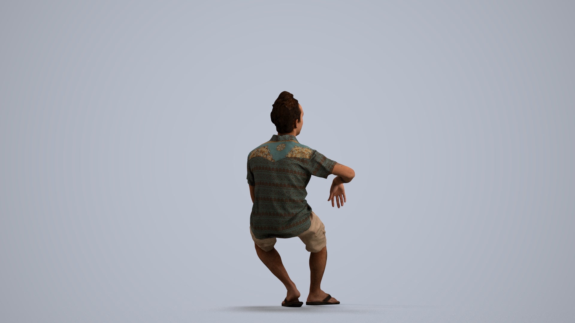 3D people model man casual sitting, scanned human for 3ds Max rendering, front view render