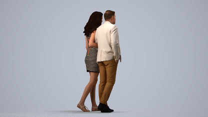 3D human model woman casual kids, photogrammetry scanned person for archviz, side view render