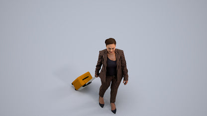 3D scanned woman walking business, photorealistic archviz people for Enscape and SketchUp, back view render