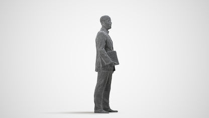 3D people model man business, scanned human for 3ds Max rendering, wireframe side view