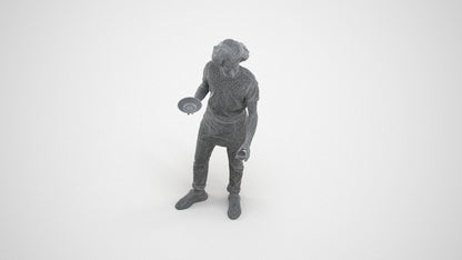 realistic 3D people man standing, render-ready for V-Ray and Corona, FBX OBJ, wireframe three-quarter view