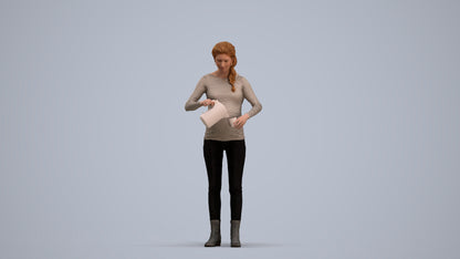 3D people model woman casual standing, scanned human for 3ds Max rendering, standing pose render