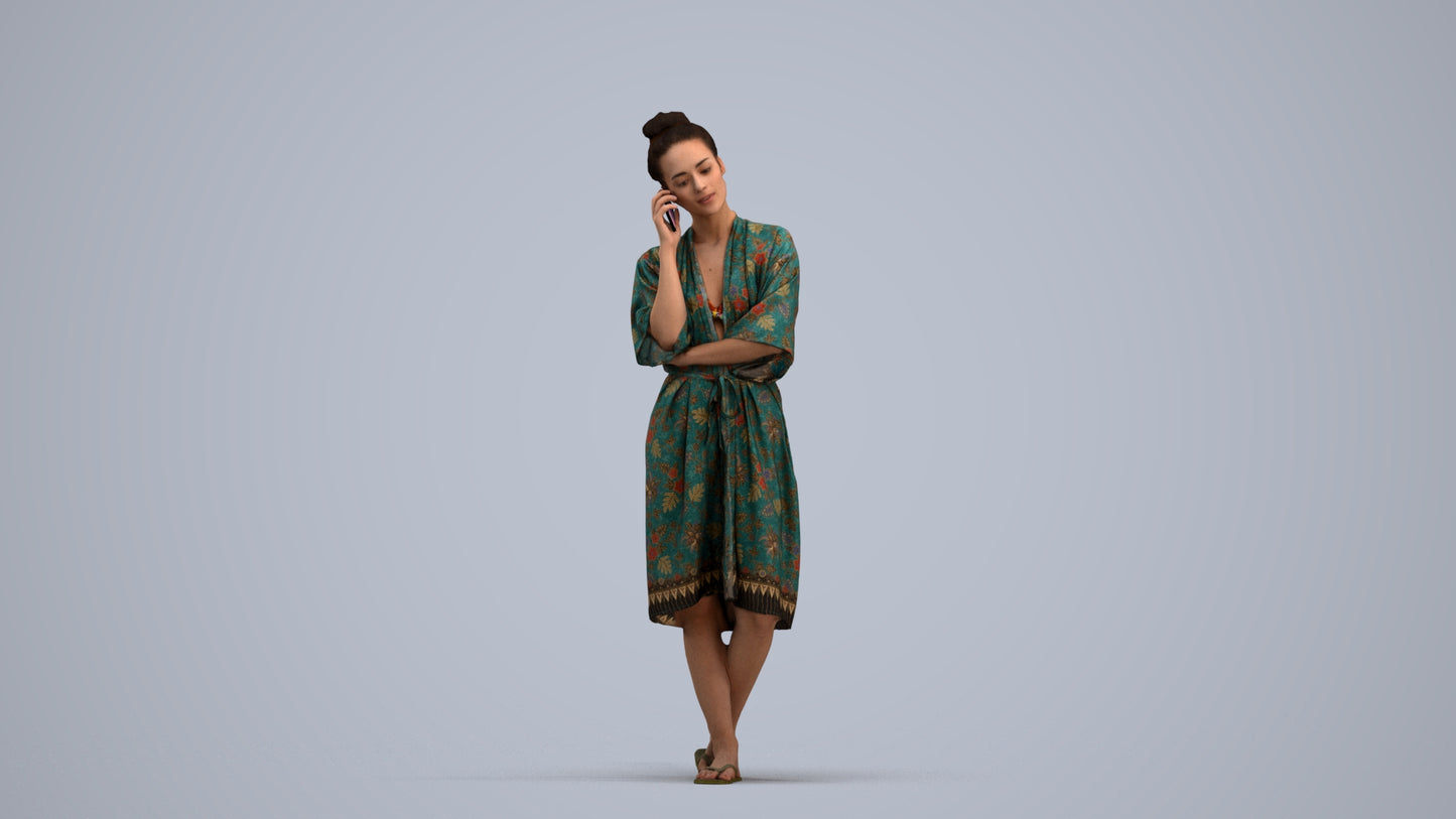 realistic 3D human woman pool, archviz people FBX OBJ for Blender, standing pose render