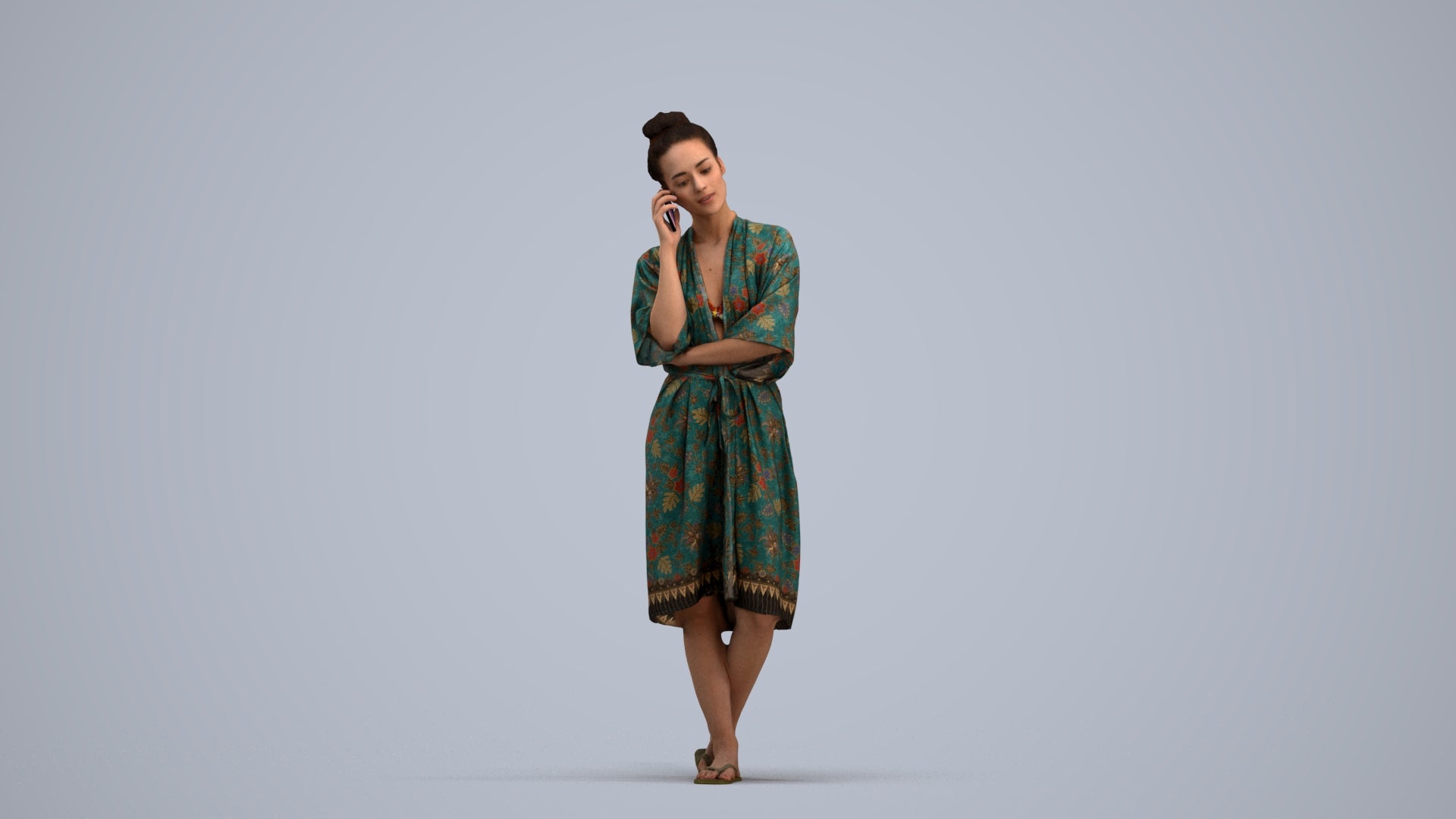 realistic 3D human woman pool, archviz people FBX OBJ for Blender, standing pose render