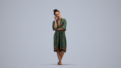 realistic 3D human woman pool, archviz people FBX OBJ for Blender, standing pose render