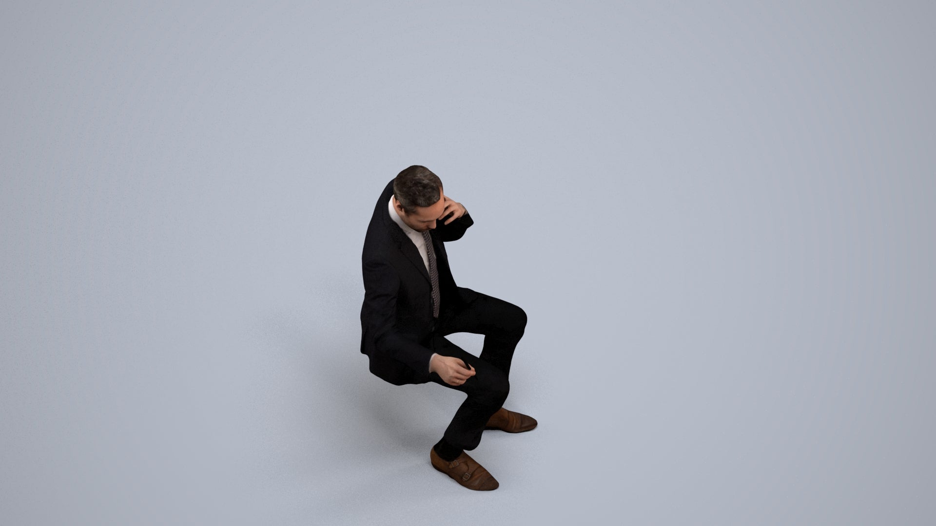 3D scanned man business formal, photorealistic archviz people for Enscape and SketchUp, back view render