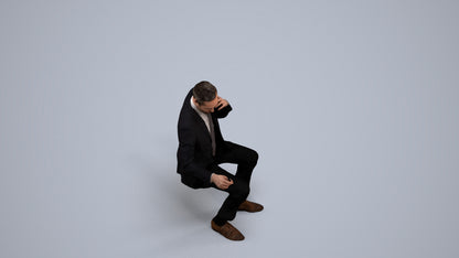 3D scanned man business formal, photorealistic archviz people for Enscape and SketchUp, back view render
