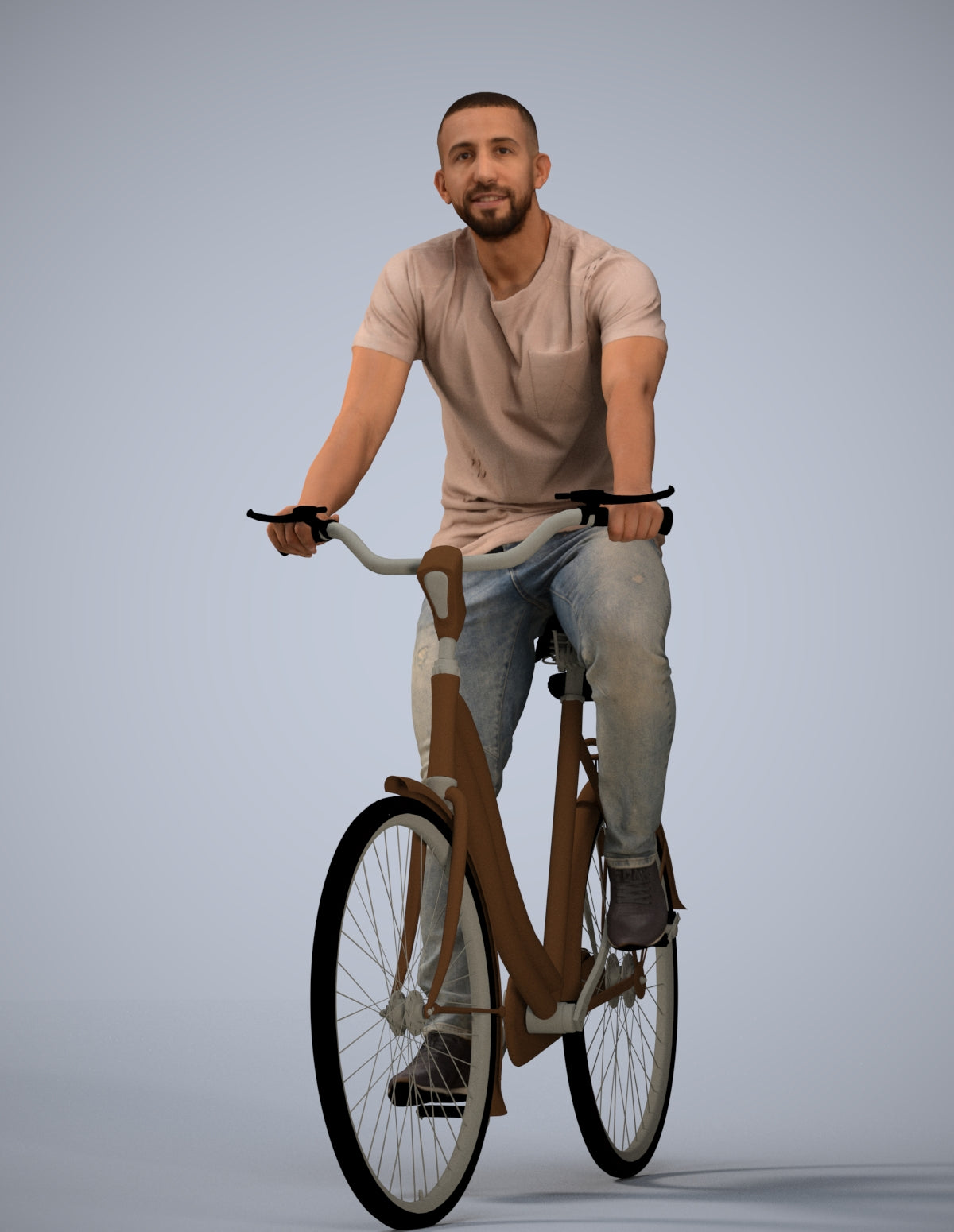 photogrammetry 3D man casual cycling, realistic human model archviz FBX
