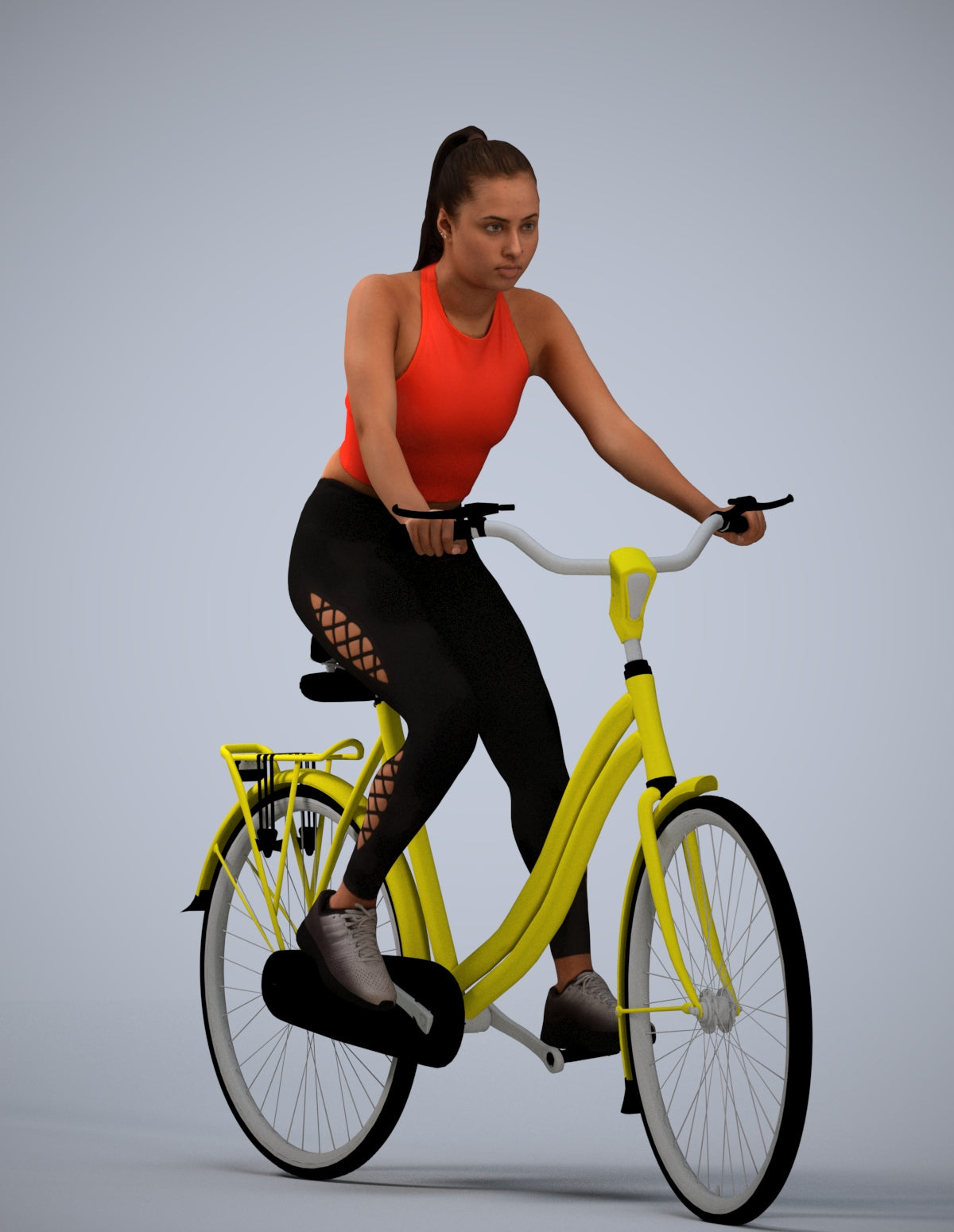 realistic 3D people woman sport cycling, render-ready for V-Ray and Corona, FBX OBJ