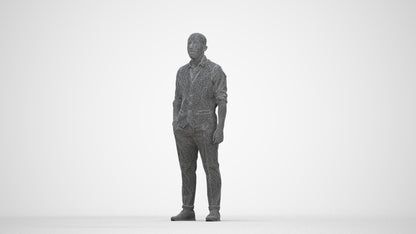 realistic 3D people man business, render-ready for V-Ray and Corona, FBX OBJ, wireframe back view