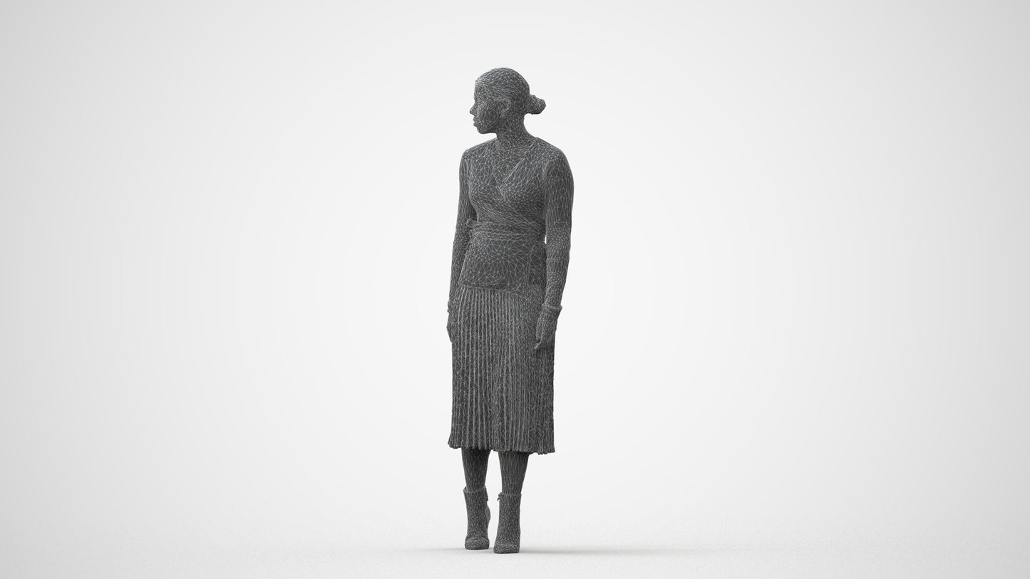 realistic 3D human woman casual walking, archviz people FBX OBJ for Blender, square thumbnail