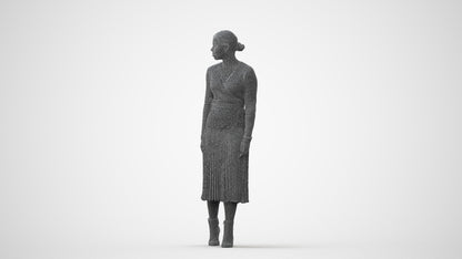 realistic 3D human woman casual walking, archviz people FBX OBJ for Blender, square thumbnail