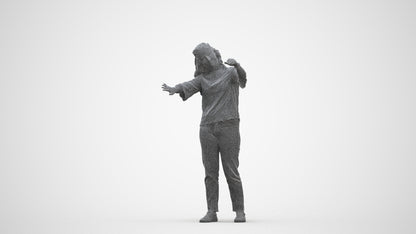 realistic 3D woman casual standing, scanned archviz people for Blender and 3ds Max, three-quarter front view render