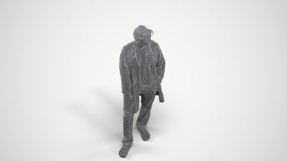 scanned 3D man standing, photogrammetry people for Enscape and V-Ray, wireframe three-quarter view
