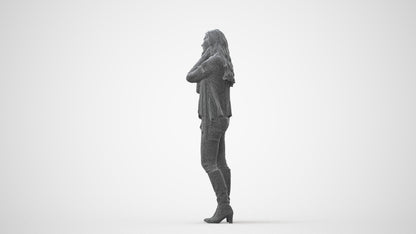realistic 3D human woman casual standing, archviz people FBX OBJ for Blender, square thumbnail