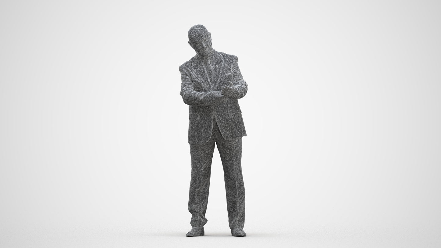 scanned 3D man business mix, photogrammetry people for Enscape and V-Ray, three-quarter front view render