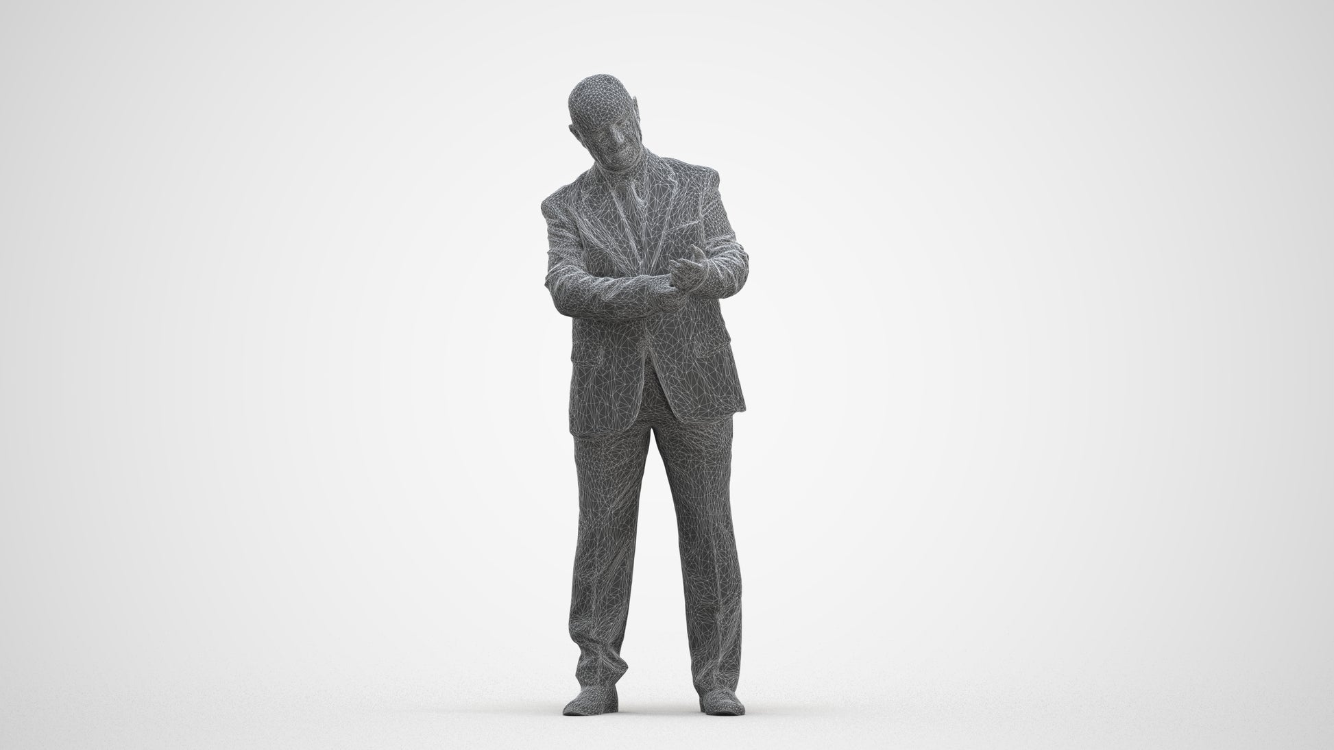 scanned 3D man business mix, photogrammetry people for Enscape and V-Ray, three-quarter front view render