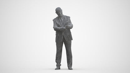 scanned 3D man business mix, photogrammetry people for Enscape and V-Ray, three-quarter front view render