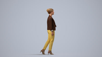 scanned 3D woman business walking, photogrammetry people for Enscape and V-Ray, side view render