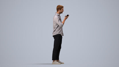 scanned 3D man casual standing, photogrammetry people for Enscape and V-Ray, side view render