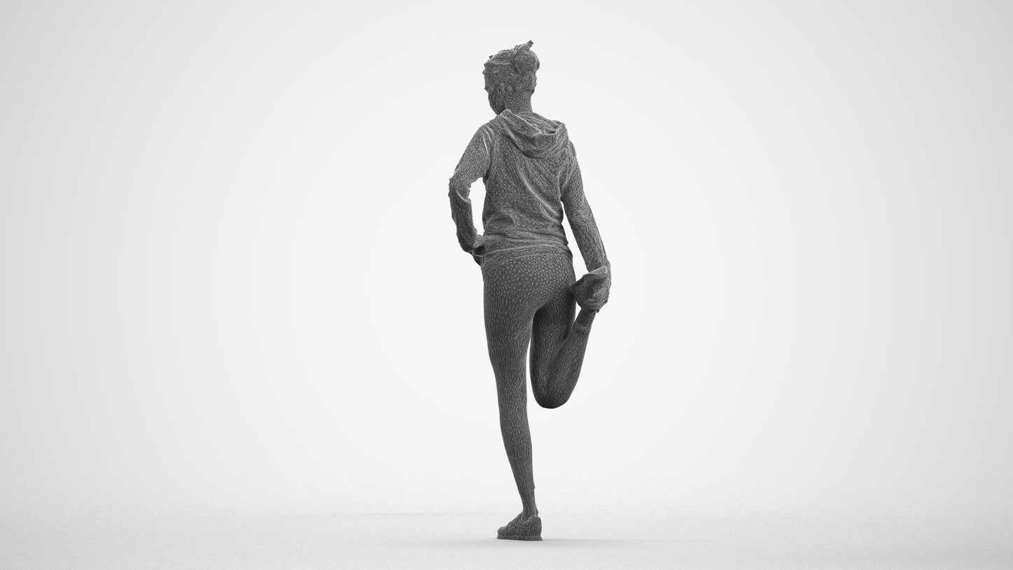 realistic 3D people woman sport, render-ready for V-Ray and Corona, FBX OBJ, wireframe front view
