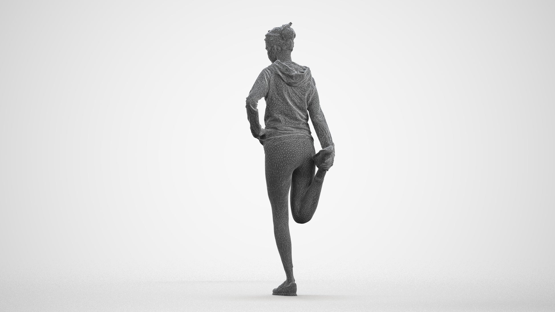 realistic 3D people woman sport, render-ready for V-Ray and Corona, FBX OBJ, wireframe front view