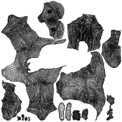 3D people model man casual sitting, scanned human for 3ds Max rendering, wireframe top-down view