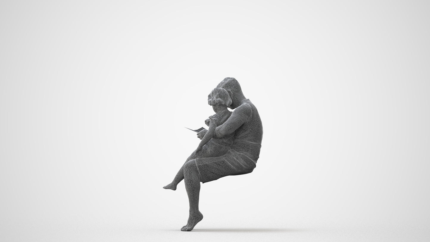 realistic 3D people woman casual kids, render-ready for V-Ray and Corona, FBX OBJ, square thumbnail