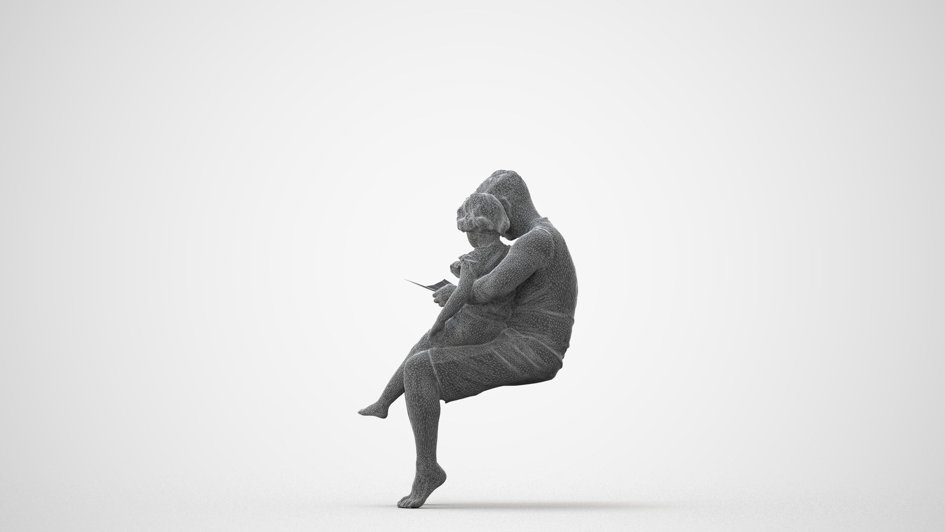 realistic 3D people woman casual kids, render-ready for V-Ray and Corona, FBX OBJ, square thumbnail