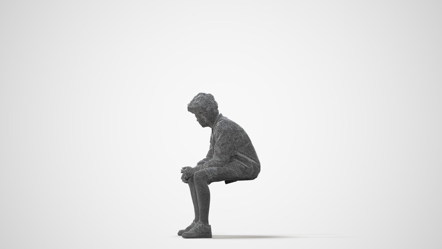 3D human model boy casual kids, photogrammetry scanned person for archviz, square thumbnail