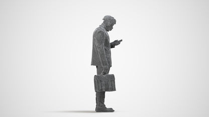 photogrammetry 3D man business standing, realistic human model archviz FBX, wireframe side view