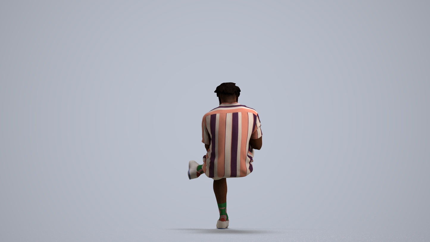 realistic 3D people man casual sitting, render-ready for V-Ray and Corona, FBX OBJ, front view render