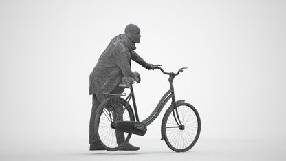 photogrammetry 3D man casual cycling, realistic human model archviz FBX, wireframe side view