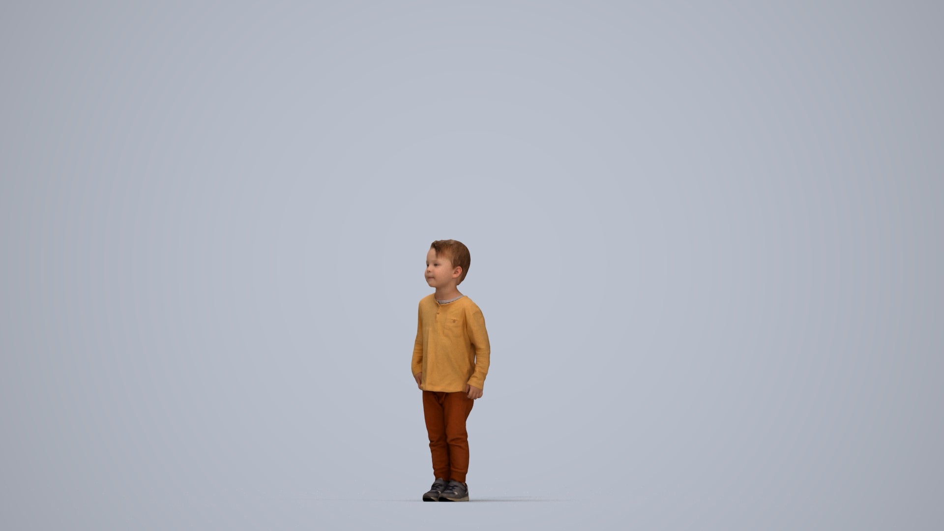 scanned 3D boy casual kids, photogrammetry people for Enscape and V-Ray, top-down view render