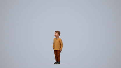 scanned 3D boy casual kids, photogrammetry people for Enscape and V-Ray, top-down view render