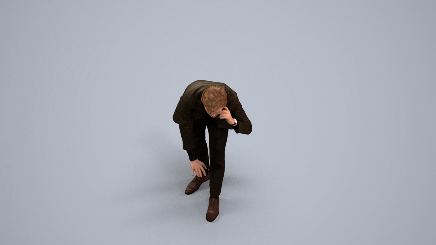 realistic 3D man business, scanned archviz people for Blender and 3ds Max, back view render