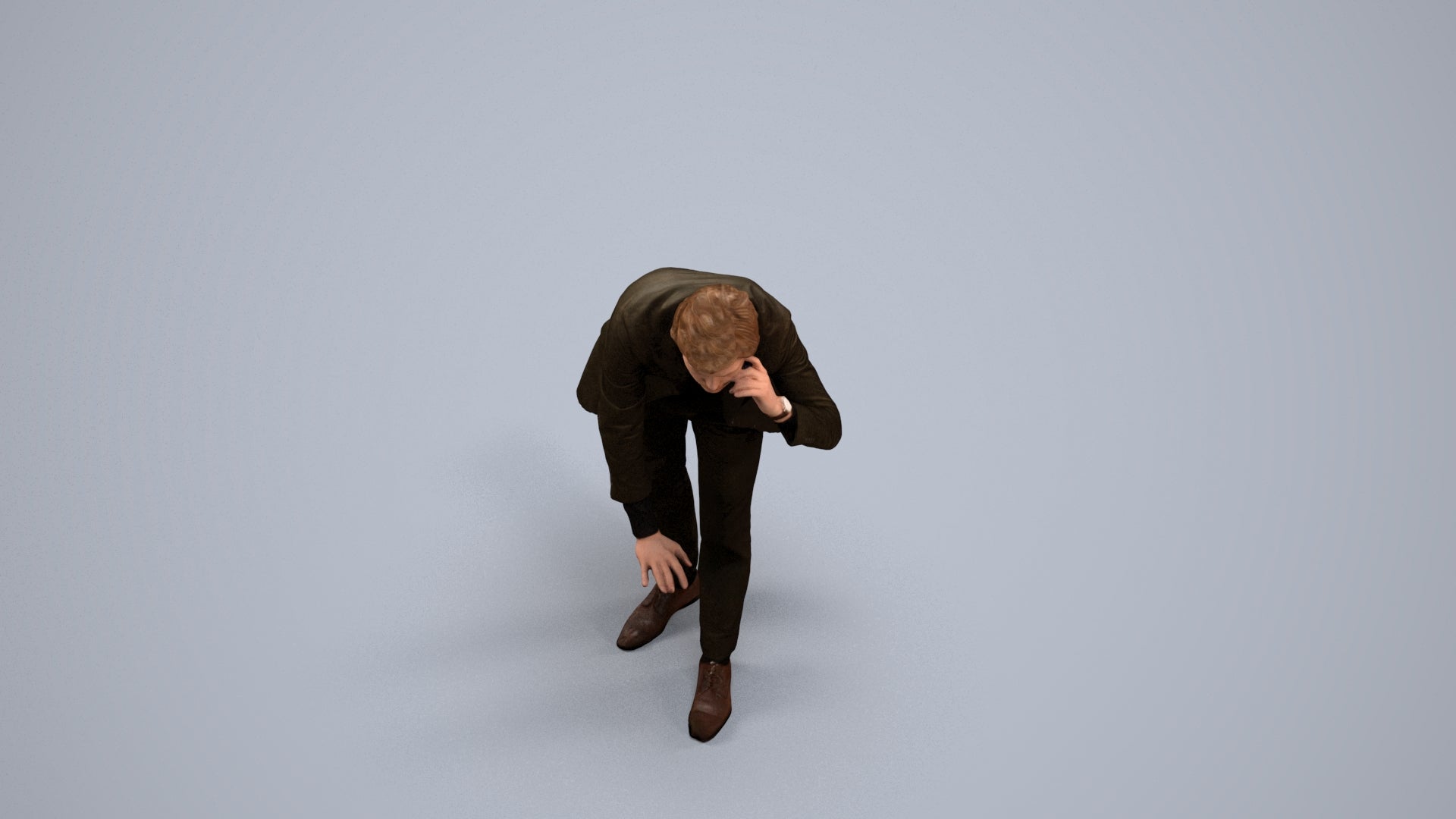 realistic 3D man business, scanned archviz people for Blender and 3ds Max, back view render