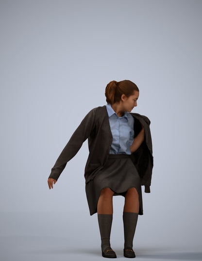 realistic 3D human girl kids, archviz people FBX OBJ for Blender