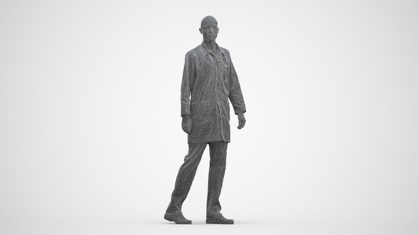 realistic 3D man medical, scanned archviz people for Blender and 3ds Max, three-quarter front view render