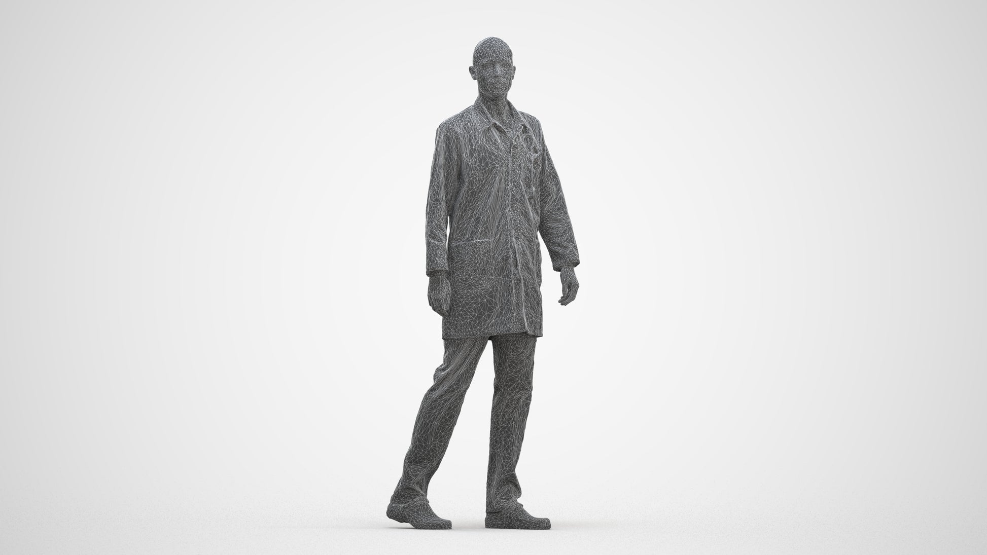 realistic 3D man medical, scanned archviz people for Blender and 3ds Max, three-quarter front view render