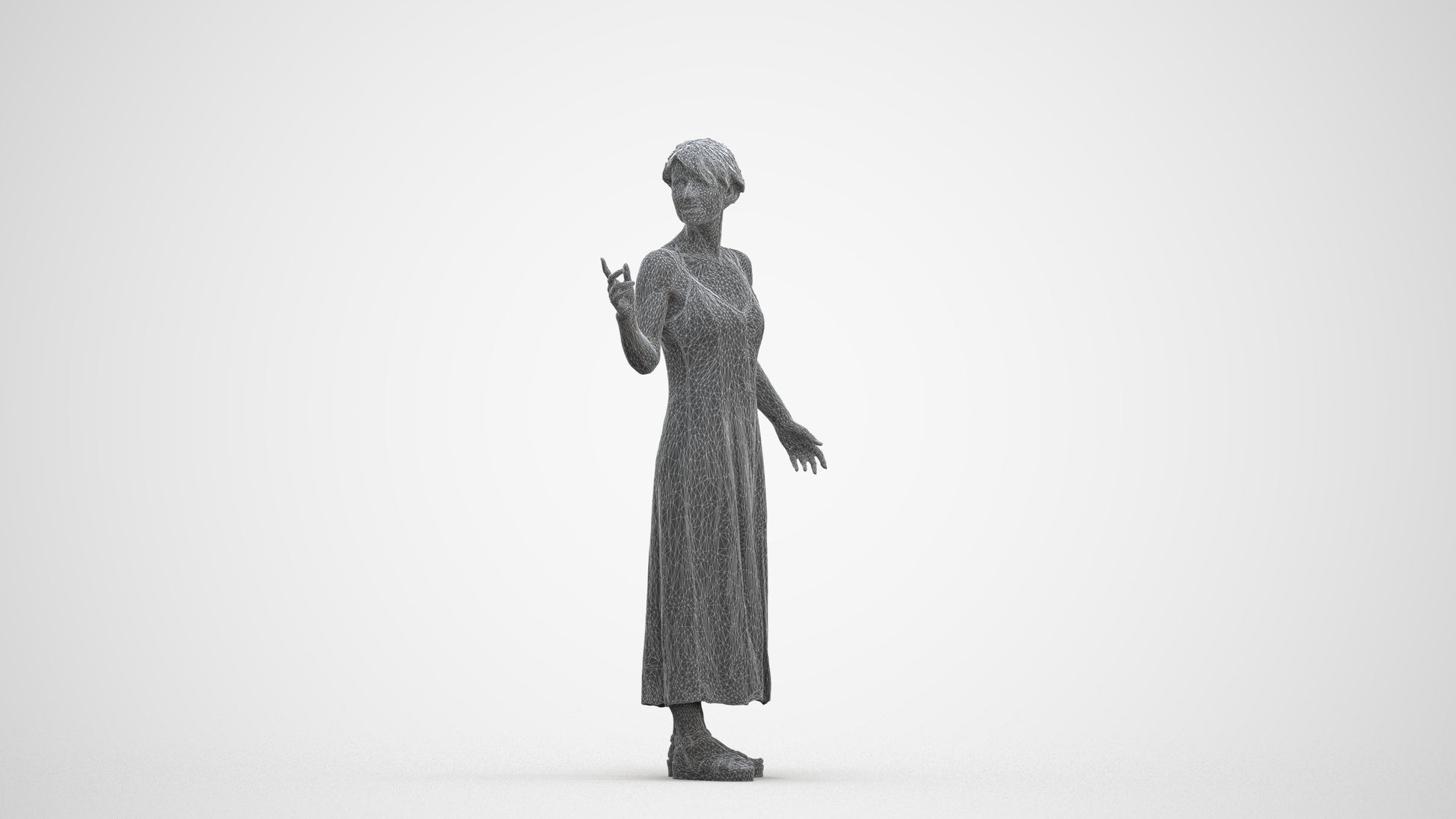 realistic 3D senior woman standing, scanned archviz people for Blender and 3ds Max, three-quarter front view render