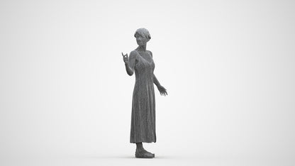 realistic 3D senior woman standing, scanned archviz people for Blender and 3ds Max, three-quarter front view render