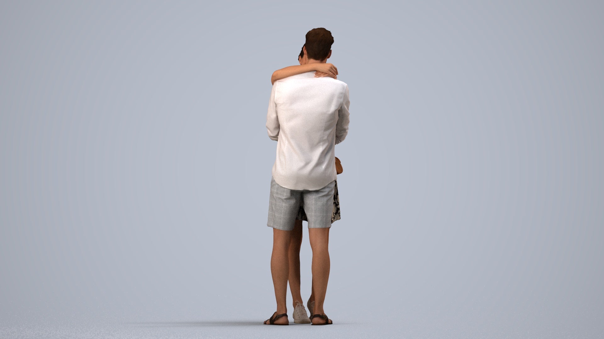 realistic 3D human woman casual business, archviz people FBX OBJ for Blender, side view render