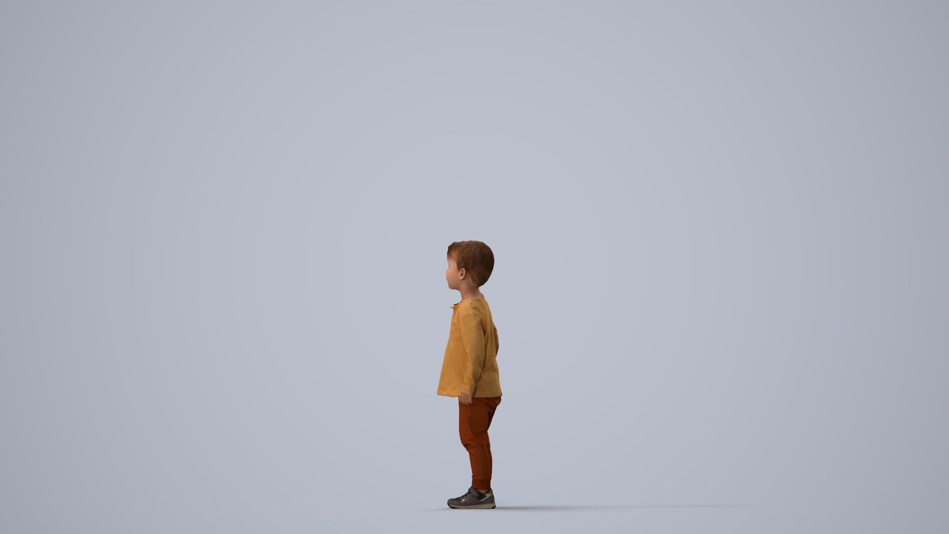 scanned 3D boy casual kids, photogrammetry people for Enscape and V-Ray, three-quarter view render